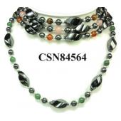 Assorted Colored Semi precious Stone Beads Hematite Peace Pendant Beads Stone Chain Choker Fashion Women Necklace